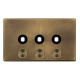 Scolmore Click Definity Complete SFAB143PL 3 Gang Unfurnished Dimmer Plate and Knobs Antique Brass Screwless