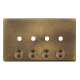 Scolmore Click Definity Complete SFAB144PL 4 Gang Unfurnished Dimmer Plate and Knobs Antique Brass