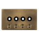 Scolmore Click Definity Complete SFAB144PL 4 Gang Unfurnished Dimmer Plate and Knobs Antique Brass