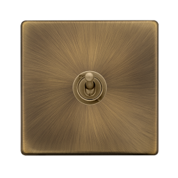 Scolmore Click Definity Complete SFAB421 10 Amp 1 Gang 2 Way Toggle Switch Antique Brass screwless
