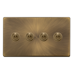 Scolmore Click Definity Complete SFAB424 10Amp 4 Gang 2 Way Toggle Switch Screwless Antique Brass
