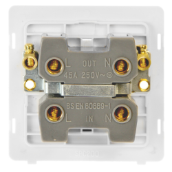 Scolmore Click Definity Complete SFAB500BK 50 Amp Ingot 1 Gang Double Pole Switch Antique Brass Screwless Black Insert 