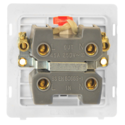 Scolmore Click Definity Complete SFAB501BK 50 Amp Ingot 1 Gang Double Pole Switch With Neon Antique Brass Screwless Black Insert 