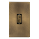 Scolmore Click Definity Complete SFAB502BK 50 Amp Ingot 2 Gang Double Pole Switch Antique Brass Screwless Black Insert