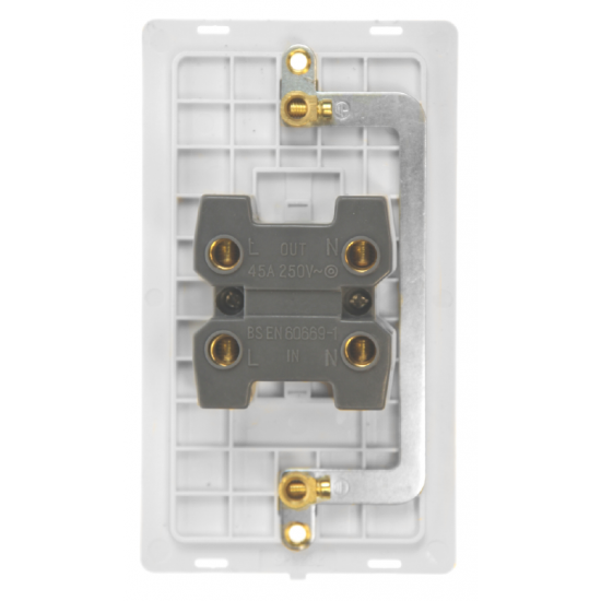 Scolmore Click Definity Complete SFAB502BK 50 Amp Ingot 2 Gang Double Pole Switch Antique Brass Screwless Black Insert