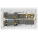 Scolmore Click Definity Complete SFAB504BK 50 Amp Ingot Double Pole Switch With 13 Amp Double Pole Socket Antique Brass Screwless Black Insert