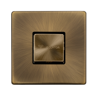 Scolmore Click Definity Complete SFAB520BK 10 Amp Ingot 3 Pole Fan Isolation Switch Antique Brass Screwless Black Insert