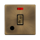 Scolmore Click Definity Complete SFAB523BK 20 Amp Ingot Double Pole Switch With Neon And Flex Outlet Antique Brass Screwless Black Insert