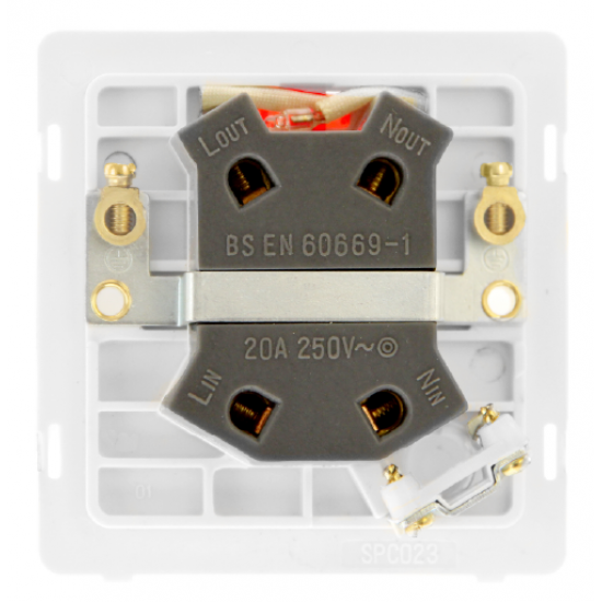 Scolmore Click Definity Complete SFAB523BK 20 Amp Ingot Double Pole Switch With Neon And Flex Outlet Antique Brass Screwless Black Insert