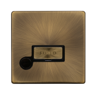 Scolmore Click Definity Complete SFAB550BK 13 Amp Ingot Fused Connection Unit With Optional Flex Outlet Antique Brass Screwless Black Insert 