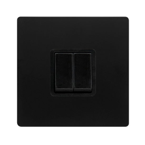 10AX INGOT 2 GANG 2 WAY SWITCH - MATT BLACK COVER