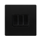 10AX INGOT 3 GANG 2 WAY SWITCH - MATT BLACK COVER