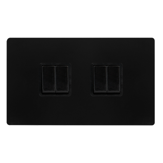10AX INGOT 4 GANG 2 WAY SWITCH - MATT BLACK COVER