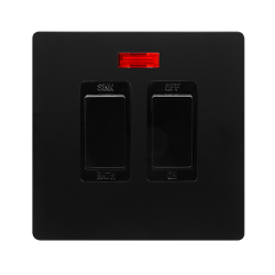 20A SINK / BATH SWITCH WITH NEON - MATT BLACK COVE