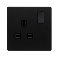 13A INGOT 1 GANG DP SWITCHED SOCKET - MATT BLACK C