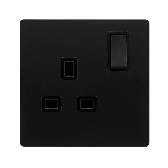 13A INGOT 1 GANG DP SWITCHED SOCKET - MATT BLACK C