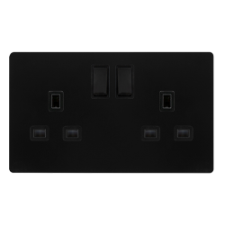 13A INGOT 2 GANG DP SWITCHED SOCKET - MATT BLACK C