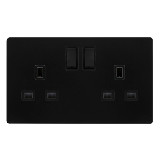 13A INGOT 2 GANG DP SWITCHED SOCKET - MATT BLACK C