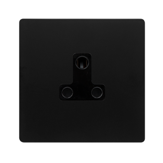 5A ROUND PIN SOCKET - MATT BLACK COVER PLATE - BLA