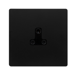 2A ROUND PIN SOCKET - MATT BLACK COVER PLATE - BLA