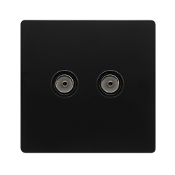 TWIN NON-ISOLATED COAXIAL OUTLET -  MATT BLACK COV