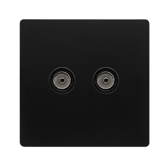 TWIN NON-ISOLATED COAXIAL OUTLET -  MATT BLACK COV
