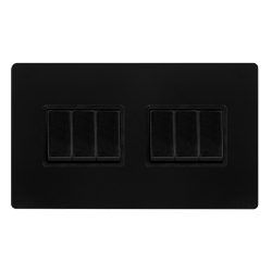10AX INGOT 6 GANG 2 WAY SWITCH - MATT BLACK COVER