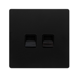 TWIN TELEPHONE MASTER OUTLET - MATT BLACK COVER PL