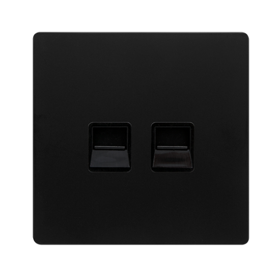 TWIN TELEPHONE MASTER OUTLET - MATT BLACK COVER PL