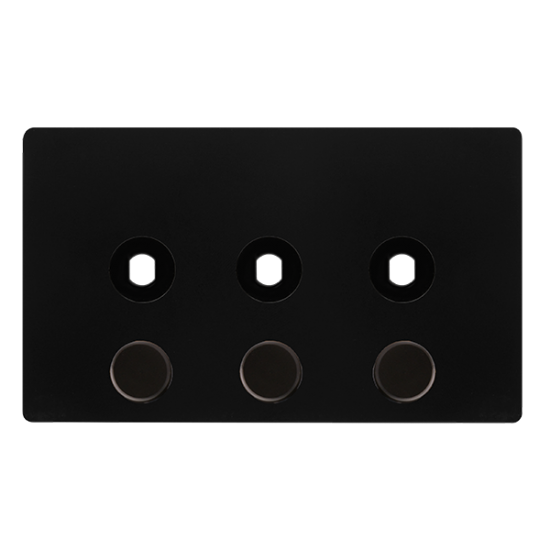 3 GANG UNFURNISHED DIMMER PLATE & KNOBS - MATT BLA