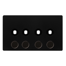 4 GANG UNFURNISHED DIMMER PLATE & KNOBS - MATT BLA