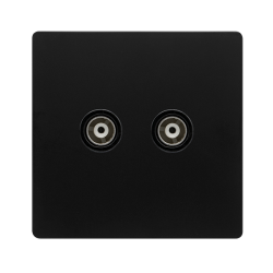 TWIN ISOLATED COAXIAL OUTLET -  MATT BLACK COVER P