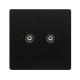 TWIN ISOLATED COAXIAL OUTLET -  MATT BLACK COVER P
