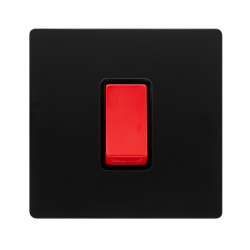 50A 1 GANG DOUBLE POLE SWITCH -  MATT BLACK COVER