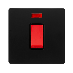 50A 1 GANG DOUBLE POLE SWITCH WITH NEON -  MATT BL