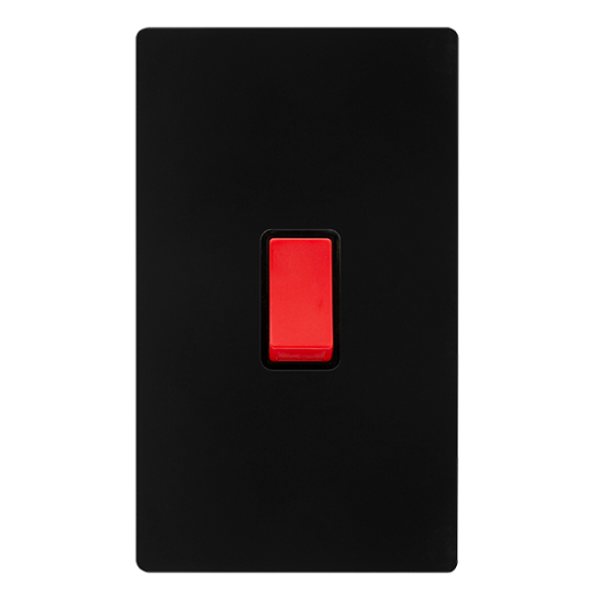 50A 2 GANG DOUBLE POLE SWITCH -  MATT BLACK COVER