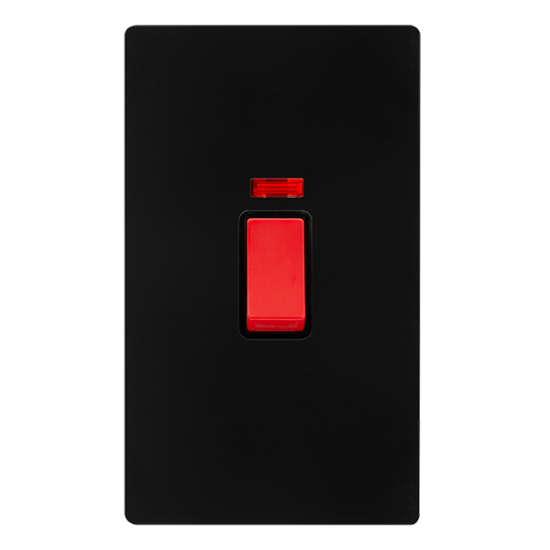 50A 2 GANG DOUBLE POLE SWITCH WITH NEON -  MATT BL