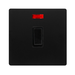 20A DOUBLE POLE SWITCH WITH NEON - MATT BLACK COVE