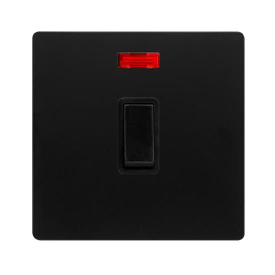 20A DOUBLE POLE SWITCH WITH NEON - MATT BLACK COVE