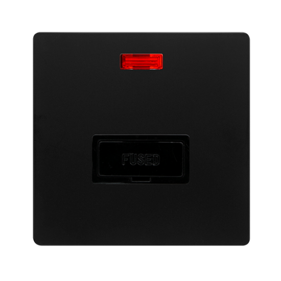 13A FUSED CONNECTION UNIT WITH NEON - MATT BLACK C