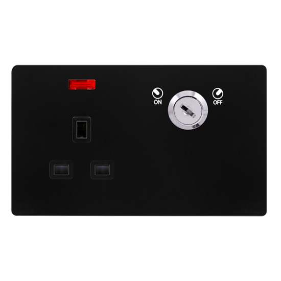 13A 1 GANG DOUBLE POLE KEY LOCKABLE SOCKET WITH NE