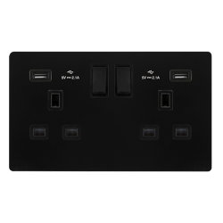 13A INGOT 2 GANG SWITCHED SOCKET WITH 2.1A USB OUT