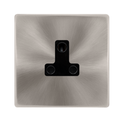 5A ROUND PIN SOCKET - BRUSHED STEEL COVER PLATE -