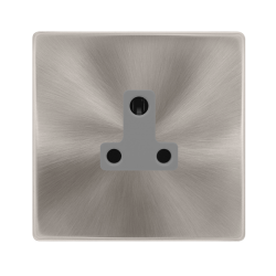 5A ROUND PIN SOCKET - BRUSHED STEEL COVER PLATE -