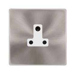 5A ROUND PIN SOCKET - BRUSHED STEEL COVER PLATE -