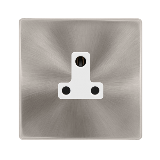 5A ROUND PIN SOCKET - BRUSHED STEEL COVER PLATE -