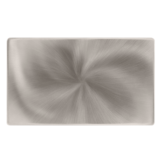 2 GANG BLANK PLATE - BRUSHED STEEL COVER PLATE