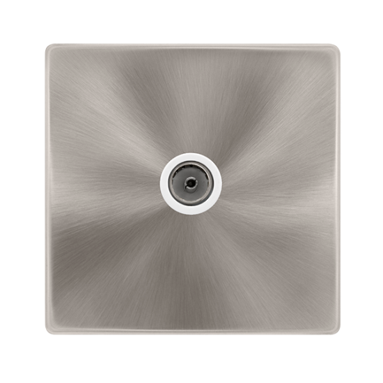 SINGLE NON-ISOLATED COAXIAL OUTLET - BRUSHED STEEL