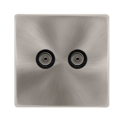 TWIN NON-ISOLATED COAXIAL OUTLET - BRUSHED STEEL C