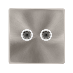 TWIN NON-ISOLATED COAXIAL OUTLET - BRUSHED STEEL C